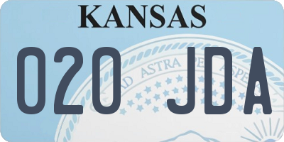KS license plate 020JDA
