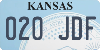 KS license plate 020JDF