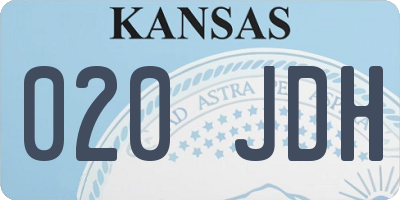KS license plate 020JDH