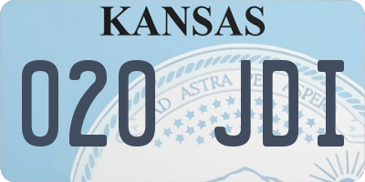 KS license plate 020JDI