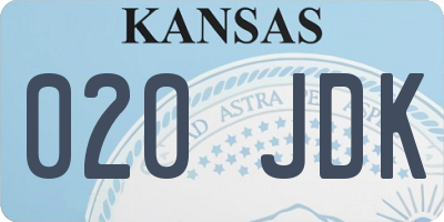 KS license plate 020JDK