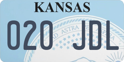 KS license plate 020JDL