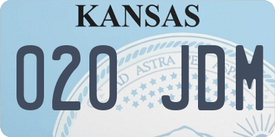 KS license plate 020JDM