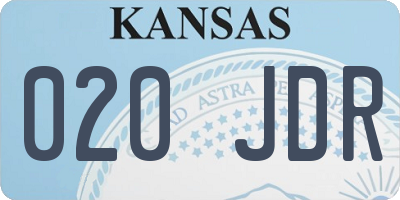 KS license plate 020JDR