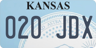 KS license plate 020JDX