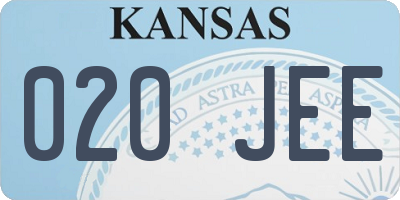 KS license plate 020JEE