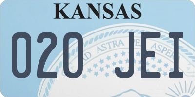 KS license plate 020JEI