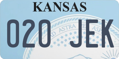 KS license plate 020JEK