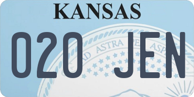 KS license plate 020JEN