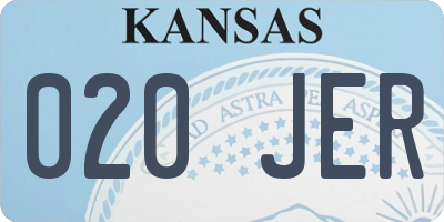 KS license plate 020JER