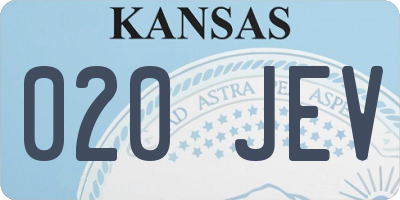 KS license plate 020JEV