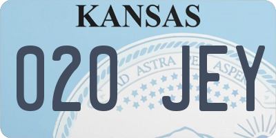 KS license plate 020JEY