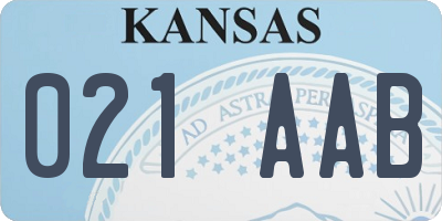 KS license plate 021AAB