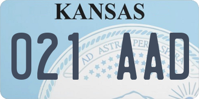 KS license plate 021AAD