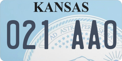 KS license plate 021AAO