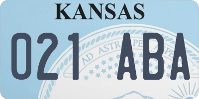 KS license plate 021ABA