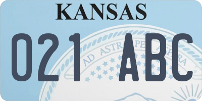 KS license plate 021ABC