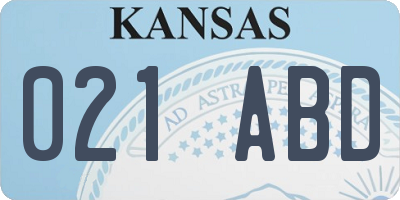 KS license plate 021ABD