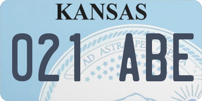 KS license plate 021ABE
