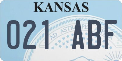 KS license plate 021ABF