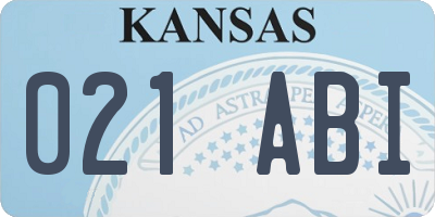 KS license plate 021ABI