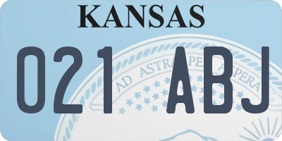 KS license plate 021ABJ