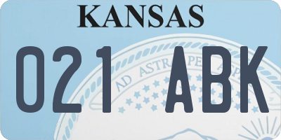 KS license plate 021ABK
