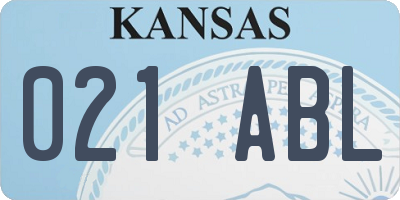 KS license plate 021ABL