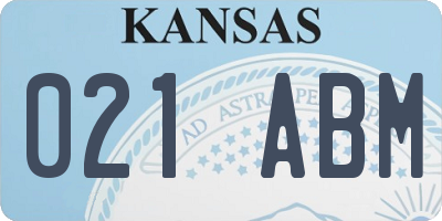 KS license plate 021ABM