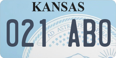 KS license plate 021ABO
