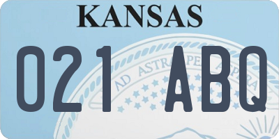 KS license plate 021ABQ