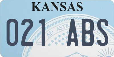 KS license plate 021ABS