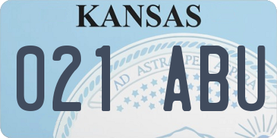 KS license plate 021ABU