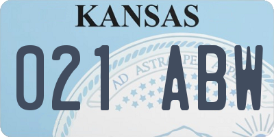 KS license plate 021ABW