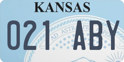 KS license plate 021ABY