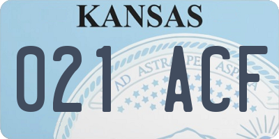 KS license plate 021ACF