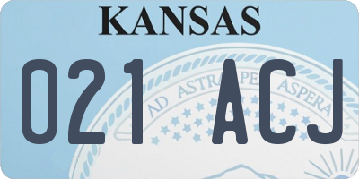 KS license plate 021ACJ