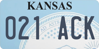 KS license plate 021ACK