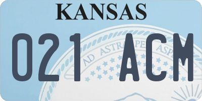 KS license plate 021ACM