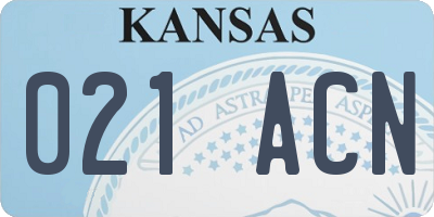 KS license plate 021ACN