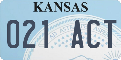 KS license plate 021ACT