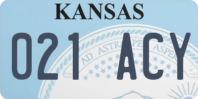KS license plate 021ACY