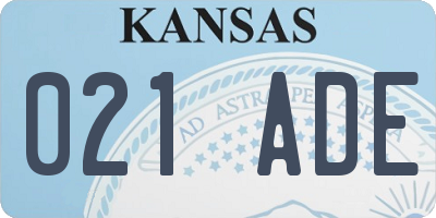 KS license plate 021ADE