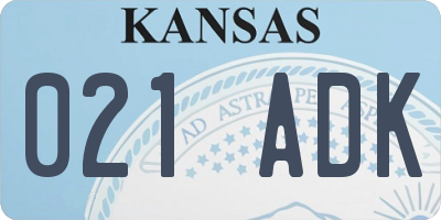 KS license plate 021ADK