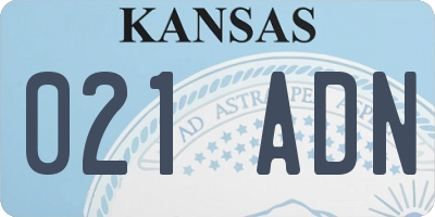 KS license plate 021ADN