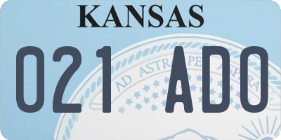 KS license plate 021ADO