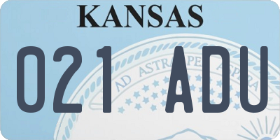 KS license plate 021ADU
