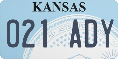 KS license plate 021ADY
