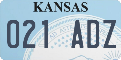KS license plate 021ADZ