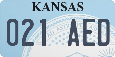 KS license plate 021AED